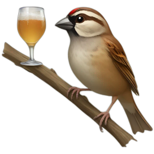 Sparrow drinking cidre emoji
