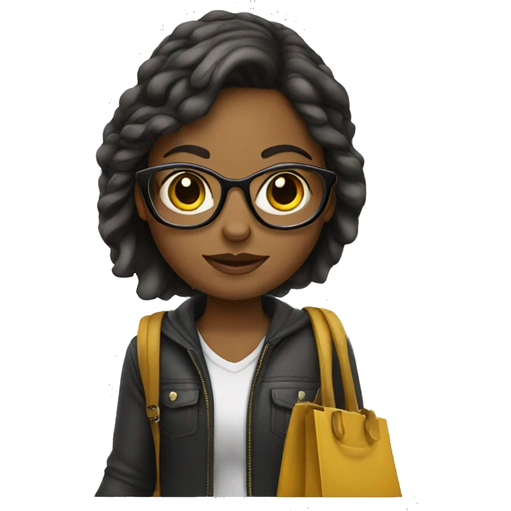 Girl with Glases And bag  emoji