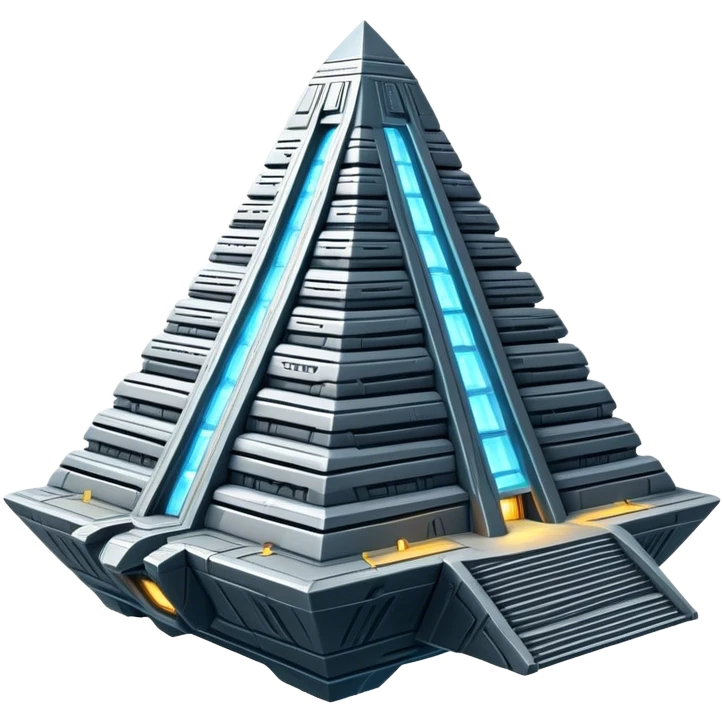 Annunaki spaceship, a massive floating ziggurat-like structure, blending ancient Sumerian aesthetics with high-tech propulsion systems emoji