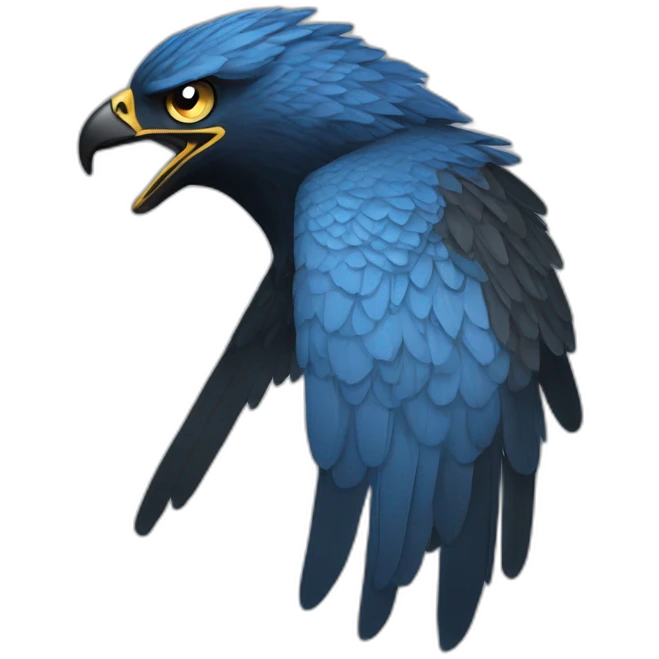 black hawk with blue eyes emoji