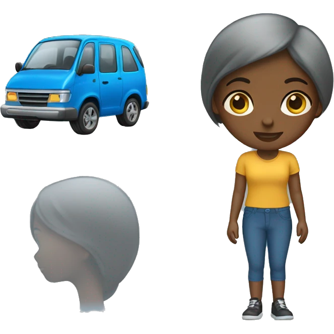 Black girl drive blue box car emoji