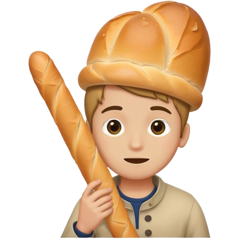 boy getting bonked on the head with a baguette stick emoji