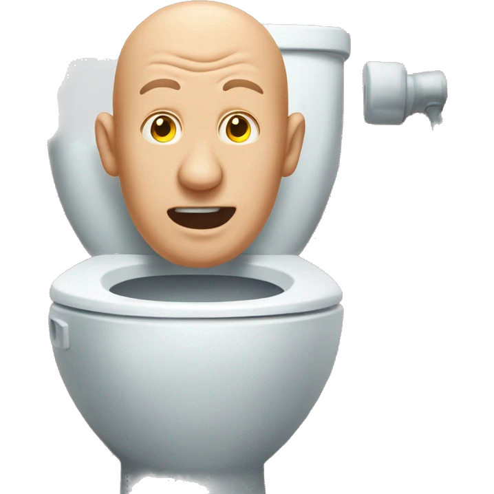 Bald man’s head popping out of a toilet emoji