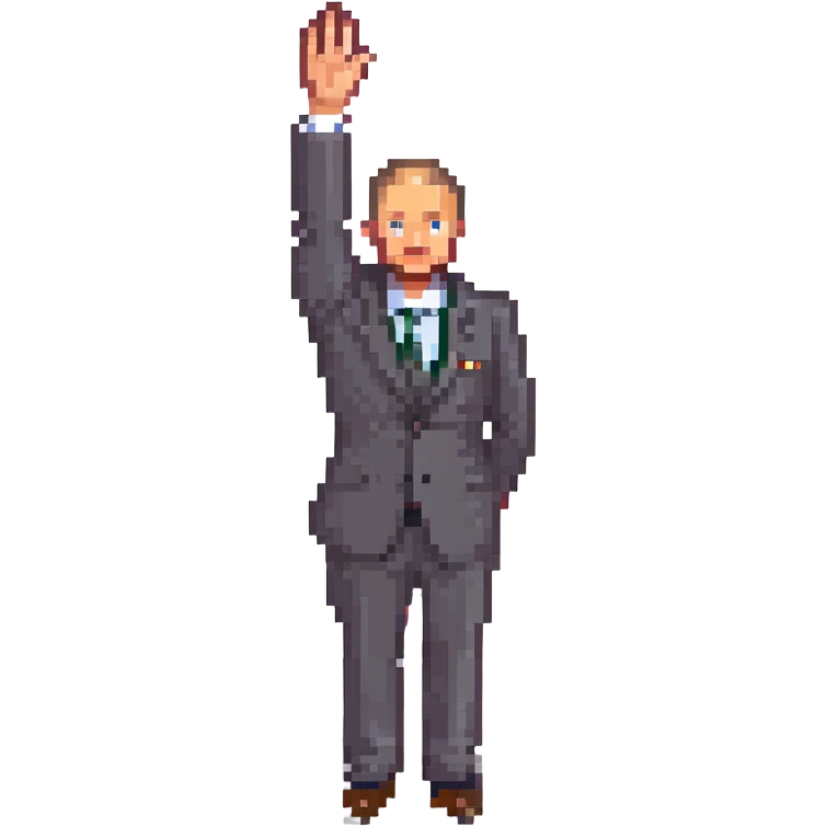 Российский чиновник в костюме с поднятой рукой emoji