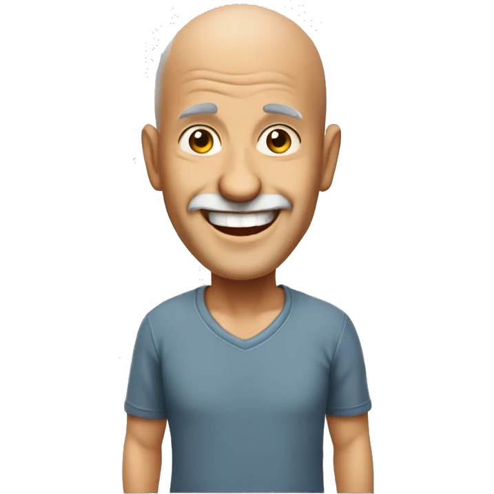 emoji of a happy man over 50 without hair using formal t shirt with background white emoji