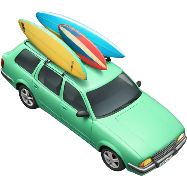Car with 5 surfboards on top emoji