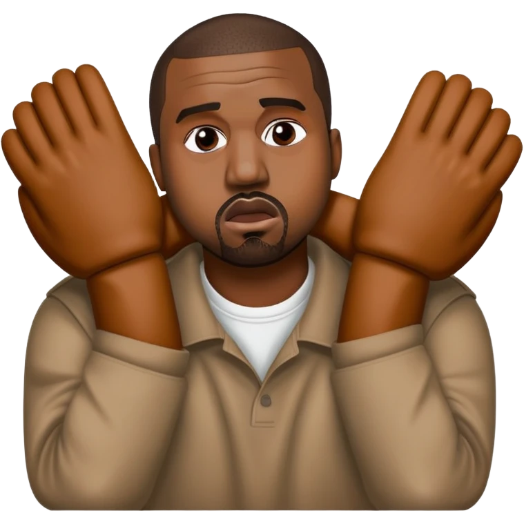 Kanye west chocking himself, both hands around his own neck emoji