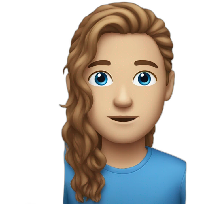 white with blue eyes and brown long hair and freckles emoji
