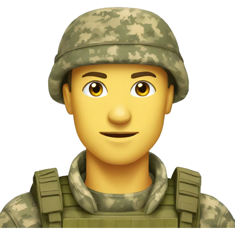 Ukrainian soldier, in camouflage pixel uniformhappy soldier in camouflage emoji
