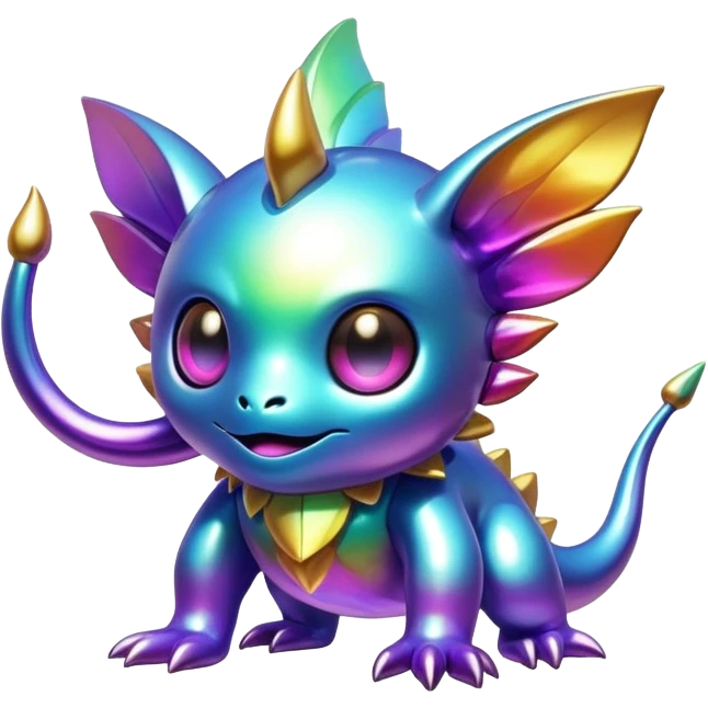 Metallic glossy complex iridescent aesthetic-scenery-Fakémon-creature emoji