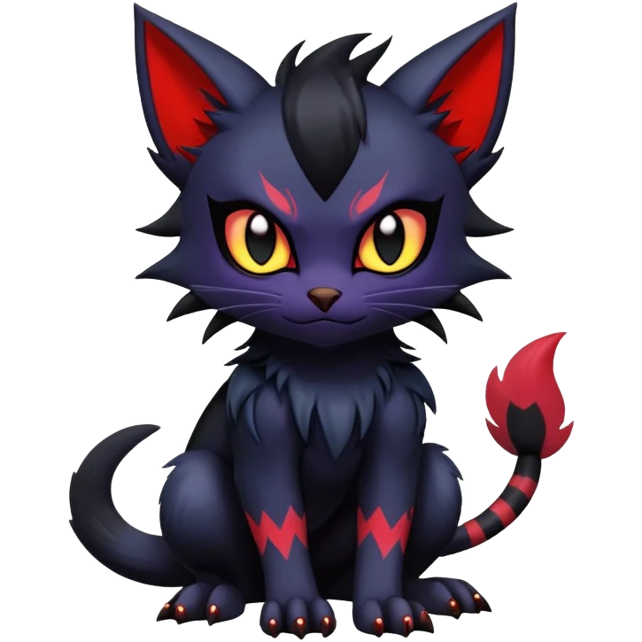 Vampiric feral futuristic gothic emo dark Litten-Noibat-Fakémon-hybrid-creature (full body) emoji