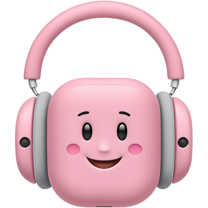 Create a pink happy circle emoji who listens to music on AirPods Max  emoji