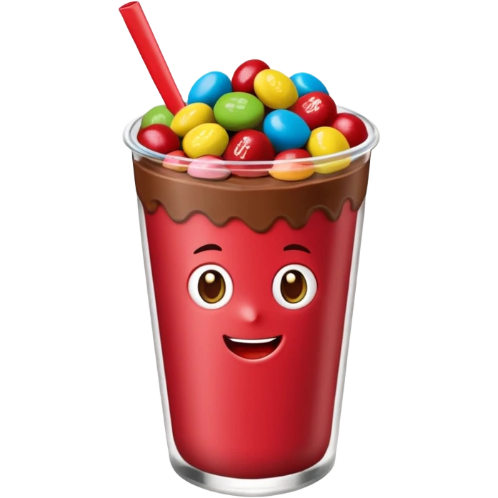 Un vaso cubierto de chocolate arriba fresas y mym emoji