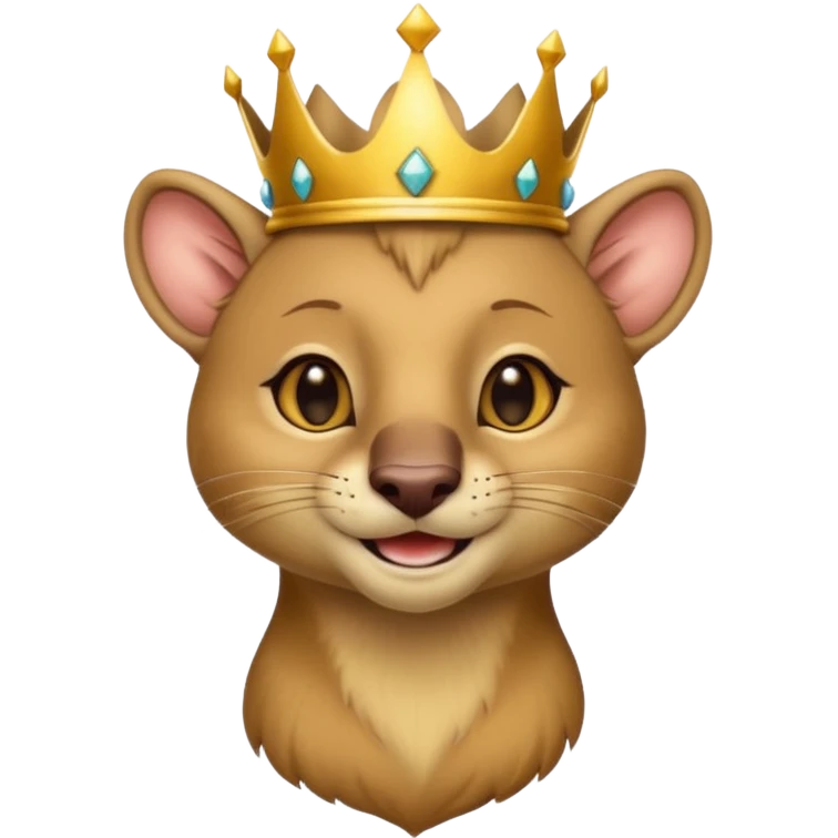 Fossa animal wearing a crown looks arrogantly smiley emoji