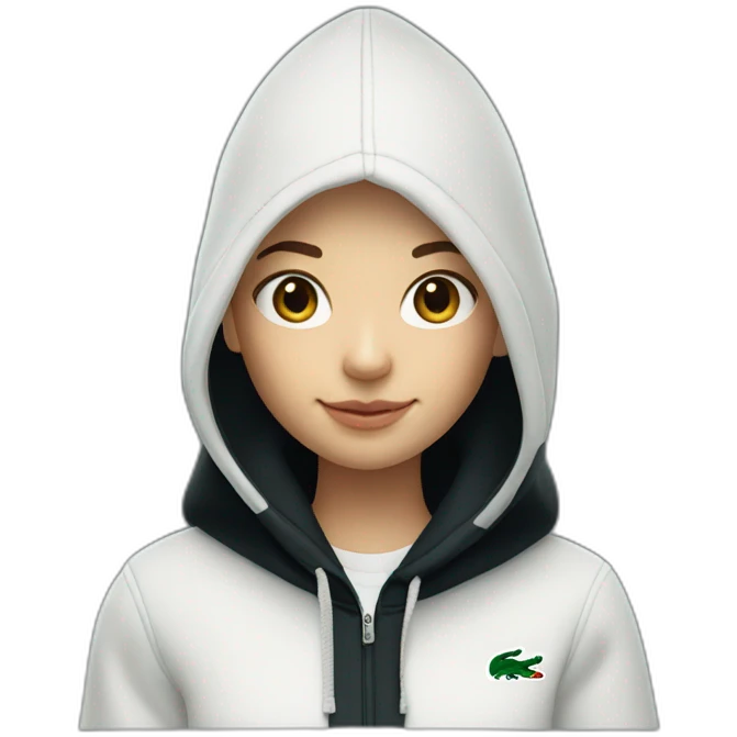 Lacoste bag girl with black lacoste hoodie emoji