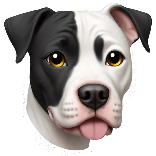 Black and mostly white pit bull emoji