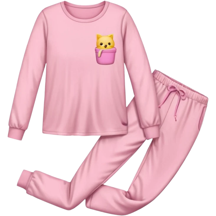  pink ozy two-piece pajama set with a soft fabric texture, long-sleeve top and pants, cute and comfy design, folded or on a hanger, pastel tones, realistic style, isolated on transp emoji