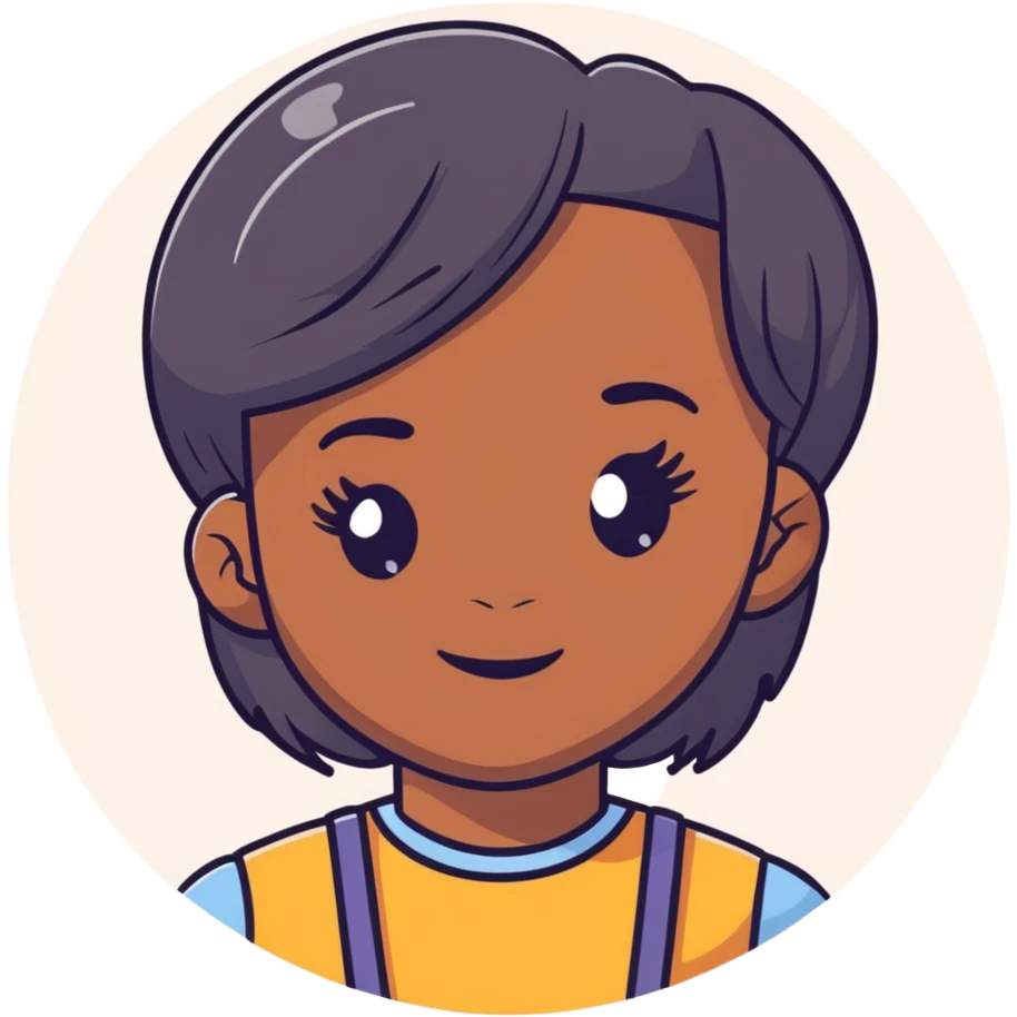 Black girl with fair skin, round face, and straight hair emoji