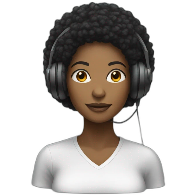 Black woman with Afro hair and headphones on emoji