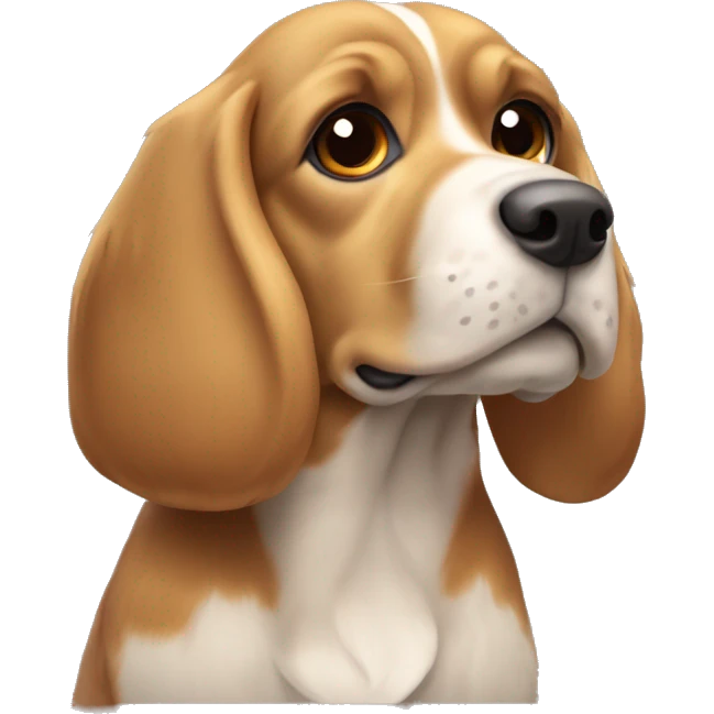 Beagle cocker spaniel cross with light brown flat fur emoji