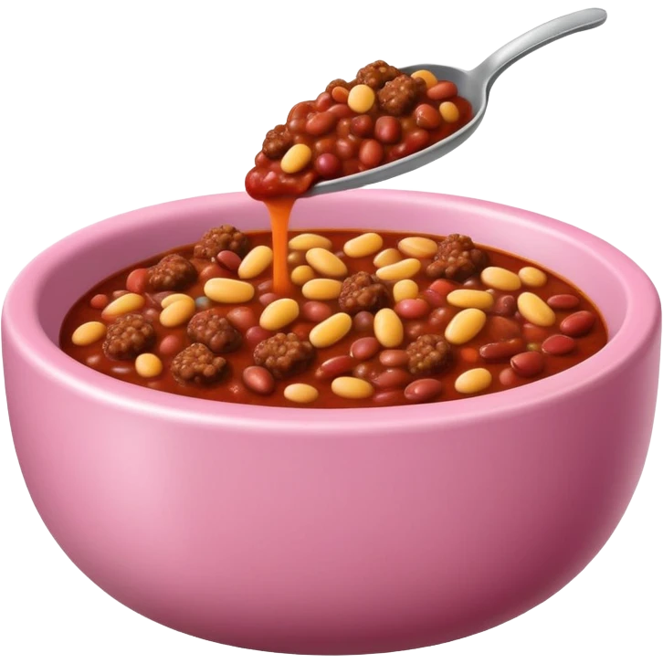 super realistic small pink bowl of chili emoji