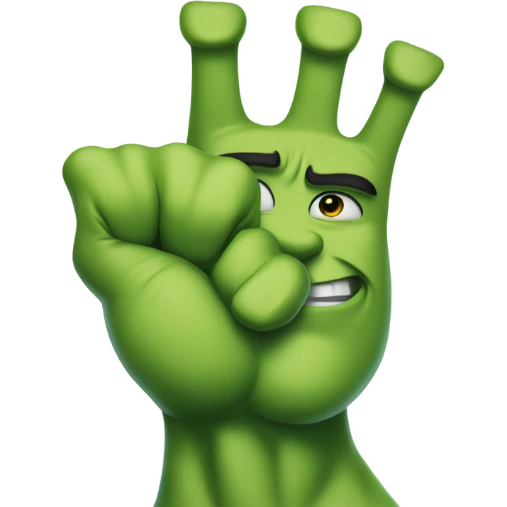 Hulk holding index finger and middle finger up (peace sign) emoji