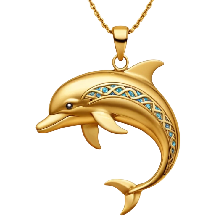 A dolphin necklace (golden) emoji