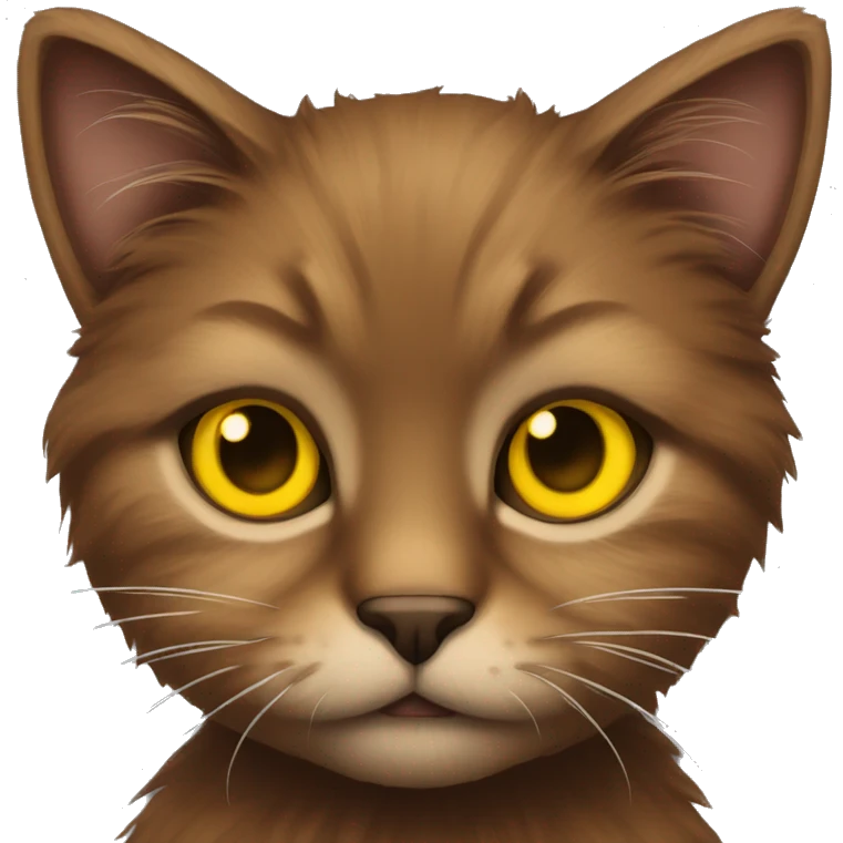 Brown furry cat With Yellow eyes  emoji