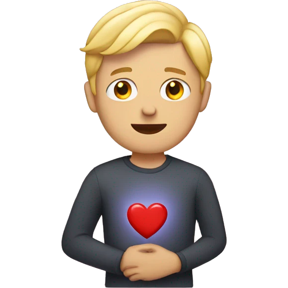 Blonde guy holding heart emoji