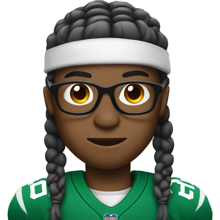football player with braids and baseball glasses emoji