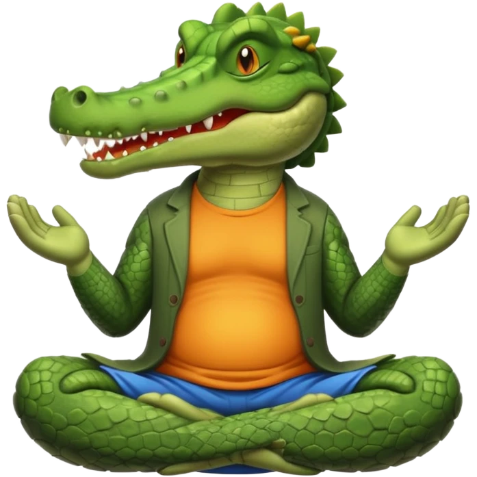 Crocodile with beard meditating emoji