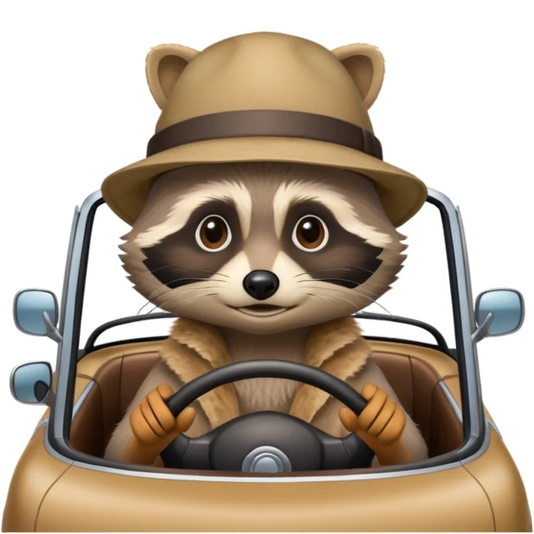 a raccoon driving a car emoji