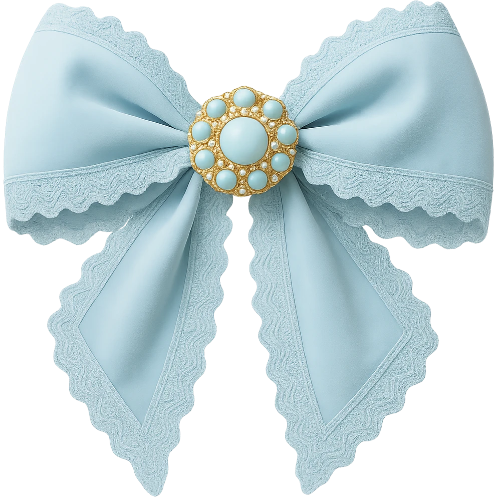 Make the gothic bow and accessories pastel blue, keep lace and velvet details, photorealistic style, keep background transparent. emoji