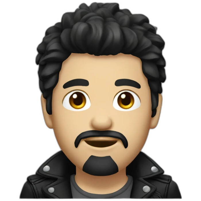 Boy rocker with Black hair lether jacket short beard emoji