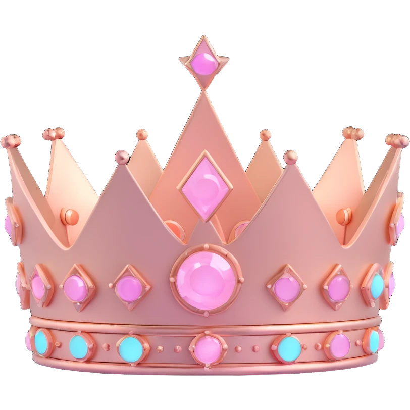 futuristic tech crown with glowing pastel pink elements and rose gold accents emoji
