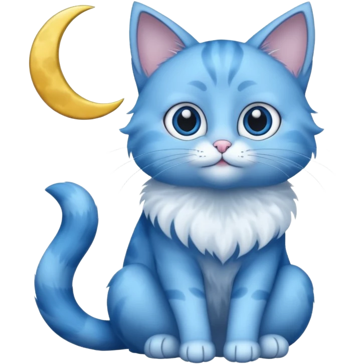 Blue cat holding a moon 🌙🐱 emoji
