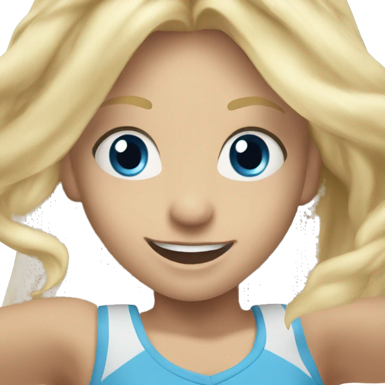 Long blonde haired blue eyed girl cheering emoji