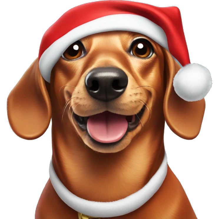 Dachshund wearing Santa hat emoji