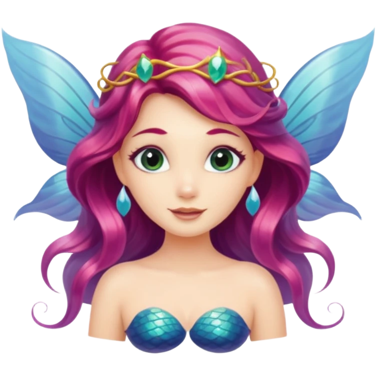 an mermaid that has fairy wing an fair face emoji