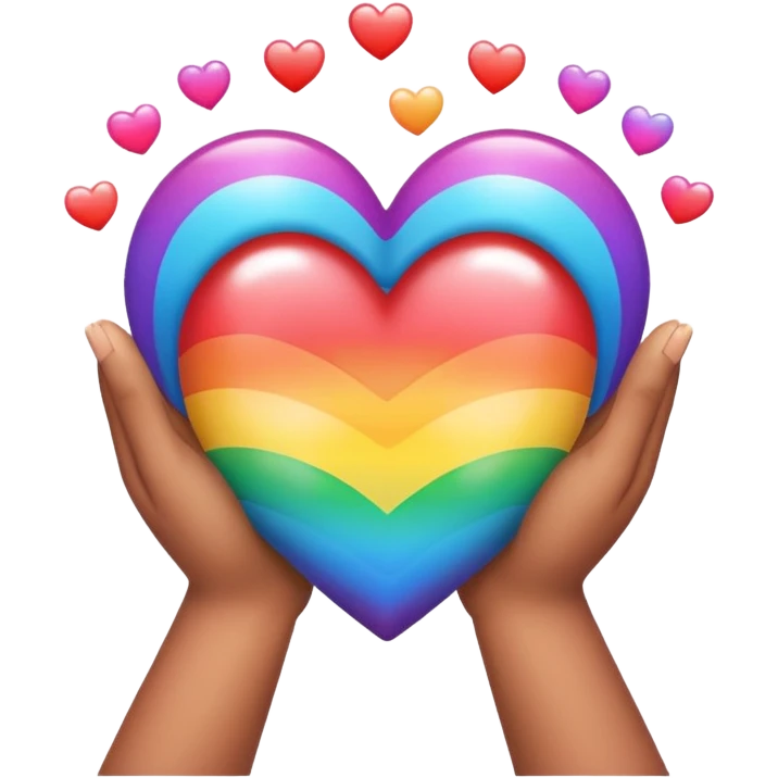 heart with rainbow gradient and clapping hands emoji