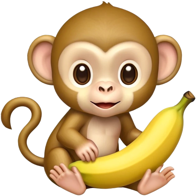 cute baby monkey peeling a banana emoji