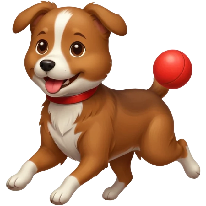 happy dog running after ball emoji