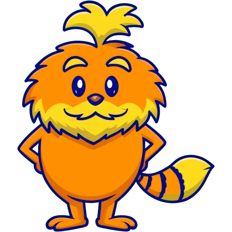 orange lorax character with yellow mustache who speaks for the trees emoji