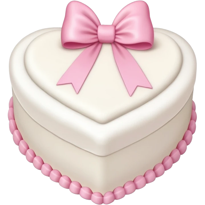 white heart shaped birthday cake with pink bow emoji