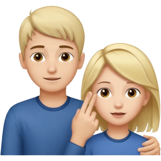 a boy putting a girls hair behind her ear gesture emoji