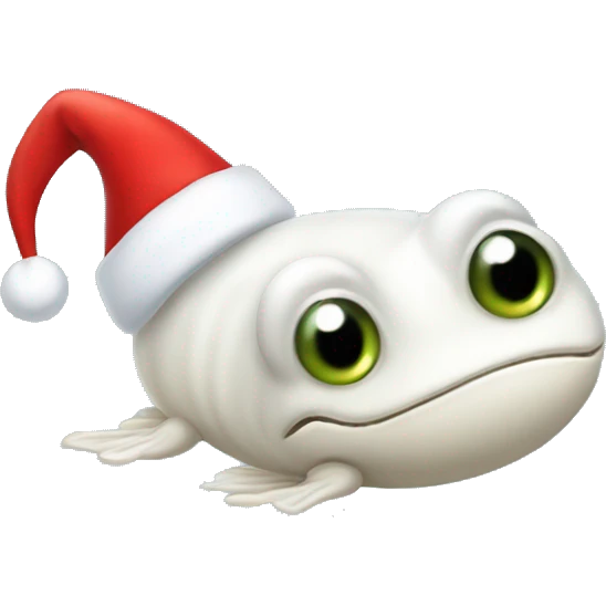 White tadpole wearing a Santa hat  emoji