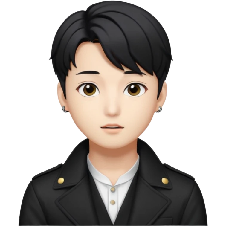 Draw a Korean male idol with black parted hair, earpiece mic & stylish stage outfit, inspired by Jungkook of BTS. emoji