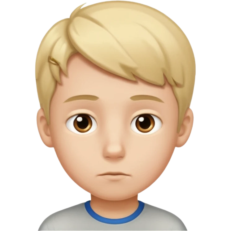 a boy thinking of the numbers 67 emoji