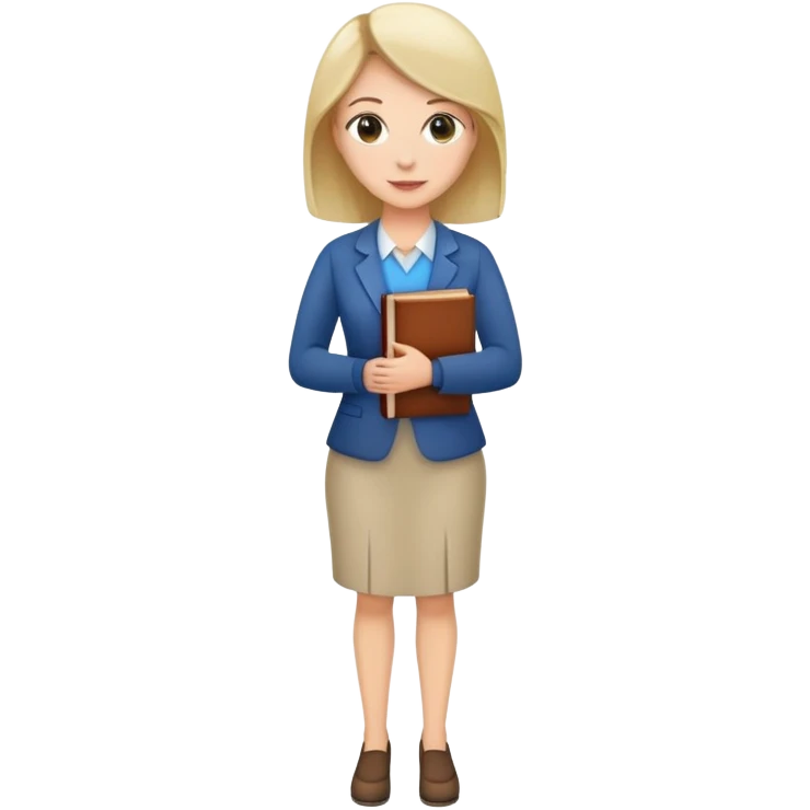 full body female teacher standing with book emoji