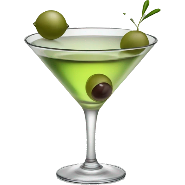 martini garnished with an olive emoji